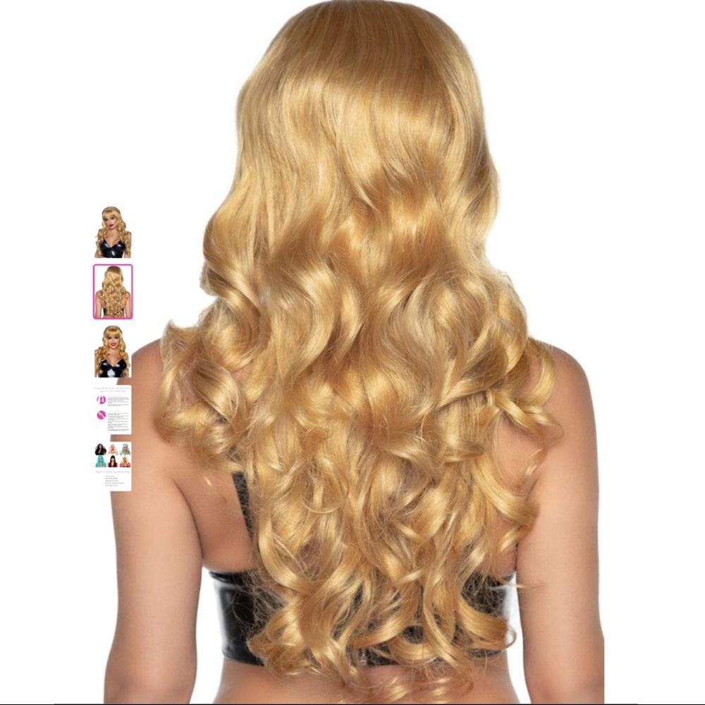 26" Curly Long Hair Wig with Braid Blonde